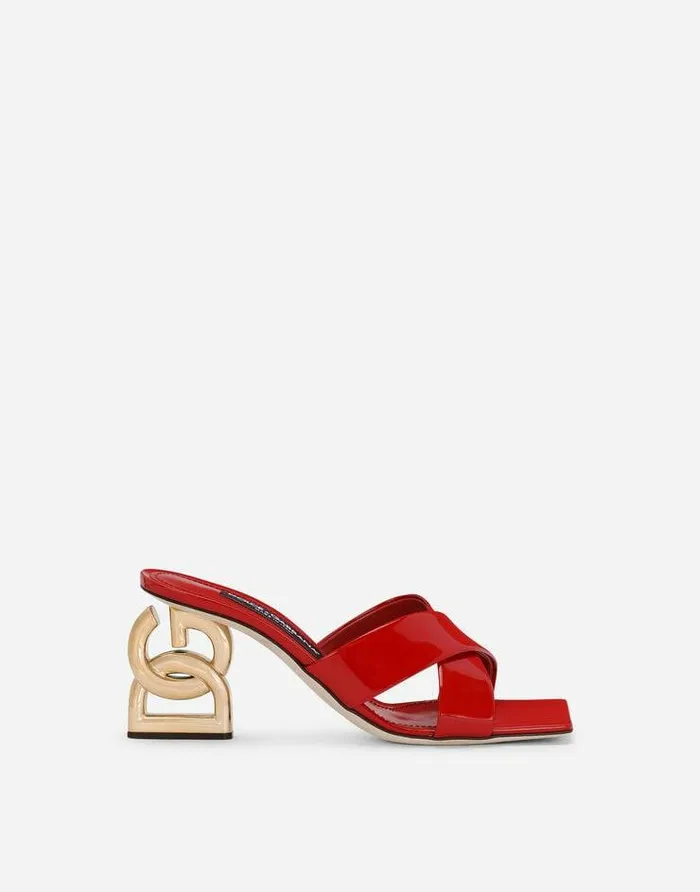 Dolce and Gabbana Slides And Mules Women Polished Calfskin Mules With 35 Heel Red Dolce and Gabbana Slides And Mules Women Polished Calfskin Mules With 35 Heel Red