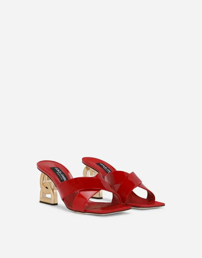 Dolce and Gabbana Slides And Mules Women Polished Calfskin Mules With 35 Heel Red Dolce and Gabbana Slides And Mules Women Polished Calfskin Mules With 35 Heel Red