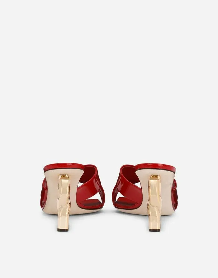 Dolce and Gabbana Slides And Mules Women Polished Calfskin Mules With 35 Heel Red Dolce and Gabbana Slides And Mules Women Polished Calfskin Mules With 35 Heel Red