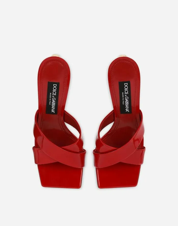 Dolce and Gabbana Slides And Mules Women Polished Calfskin Mules With 35 Heel Red Dolce and Gabbana Slides And Mules Women Polished Calfskin Mules With 35 Heel Red