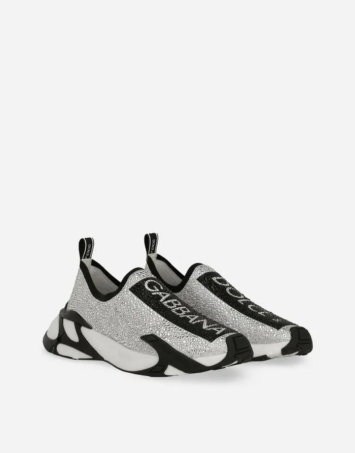 Dolce and Gabbana Sneakers Men Fast Sneakers With Fusible Rhinestones White Dolce and Gabbana Sneakers Men Fast Sneakers With Fusible Rhinestones White