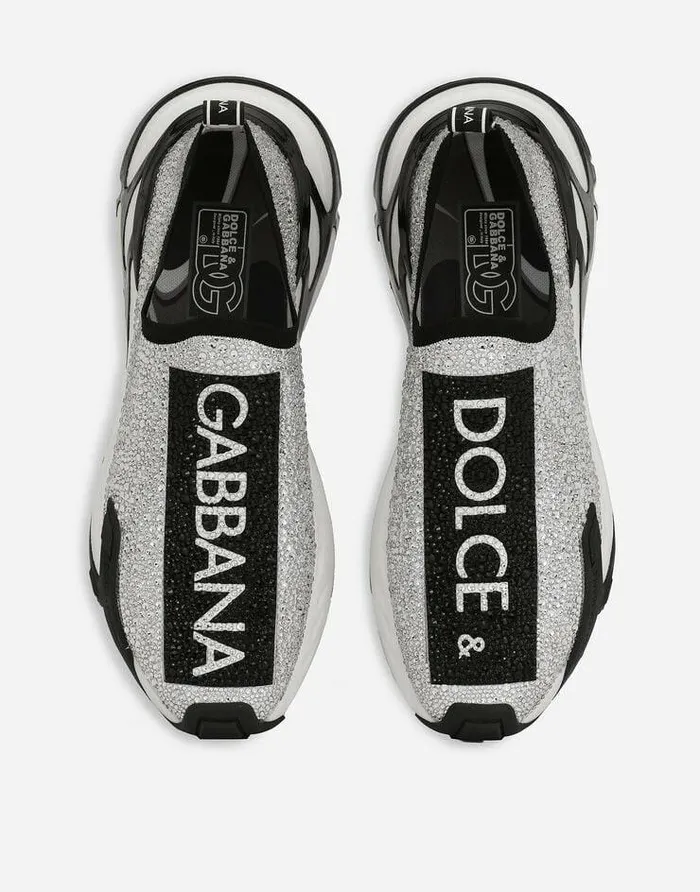 Dolce and Gabbana Sneakers Men Fast Sneakers With Fusible Rhinestones White Dolce and Gabbana Sneakers Men Fast Sneakers With Fusible Rhinestones White