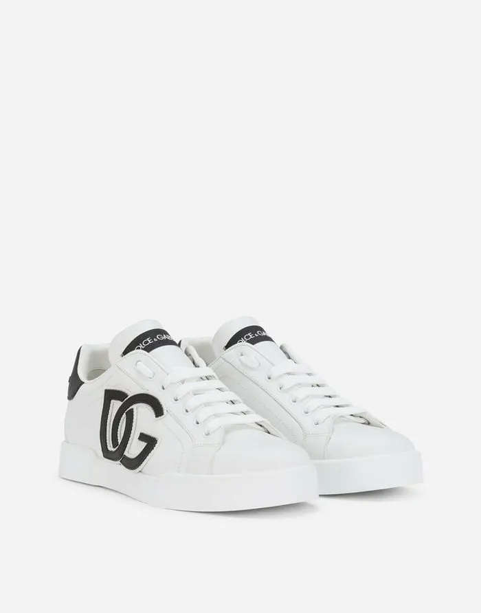Dolce and Gabbana Sneakers Women Calfskin Portofino Sneakers With DG Logo Multicolor Dolce and Gabbana Sneakers Women Calfskin Portofino Sneakers With DG Logo Multicolor