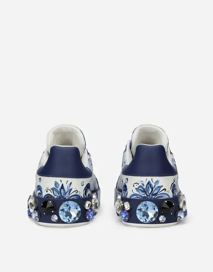 Dolce and Gabbana Sneakers Women Majolicaprint Calfskin Portofino Sneakers Multicolor Dolce and Gabbana Sneakers Women Majolicaprint Calfskin Portofino Sneakers Multicolor