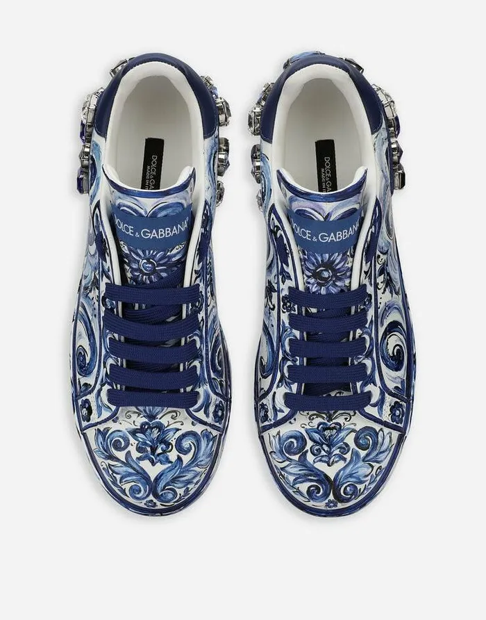 Dolce and Gabbana Sneakers Women Majolicaprint Calfskin Portofino Sneakers Multicolor Dolce and Gabbana Sneakers Women Majolicaprint Calfskin Portofino Sneakers Multicolor
