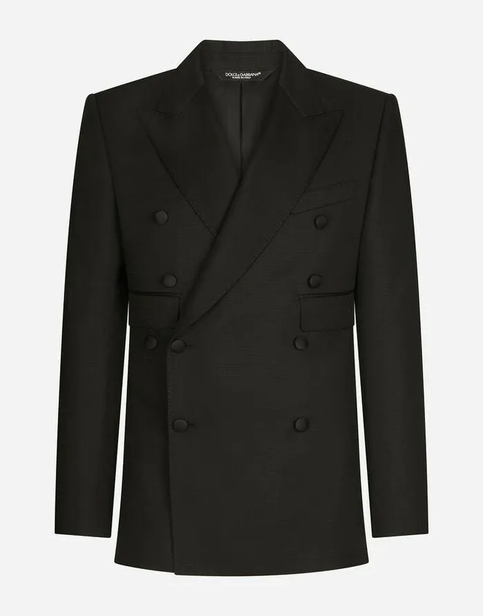 Dolce and Gabbana Suits And Blazers Men Doublebreasted Micropatterned Siciliafit Tuxedo Jacket Black Dolce and Gabbana Suits And Blazers Men Doublebreasted Micropatterned Siciliafit Tuxedo Jacket Black