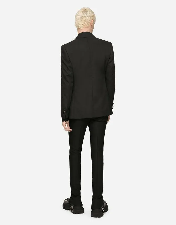 Dolce and Gabbana Suits And Blazers Men Doublebreasted Micropatterned Siciliafit Tuxedo Jacket Black Dolce and Gabbana Suits And Blazers Men Doublebreasted Micropatterned Siciliafit Tuxedo Jacket Black
