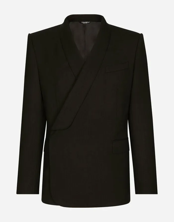 Dolce and Gabbana Suits And Blazers Men Doublebreasted Stretch Wool Siciliafit Jacket Black Dolce and Gabbana Suits And Blazers Men Doublebreasted Stretch Wool Siciliafit Jacket Black