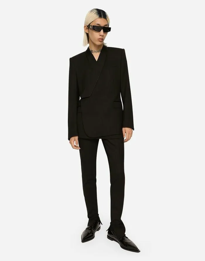 Dolce and Gabbana Suits And Blazers Men Doublebreasted Stretch Wool Siciliafit Jacket Black Dolce and Gabbana Suits And Blazers Men Doublebreasted Stretch Wool Siciliafit Jacket Black