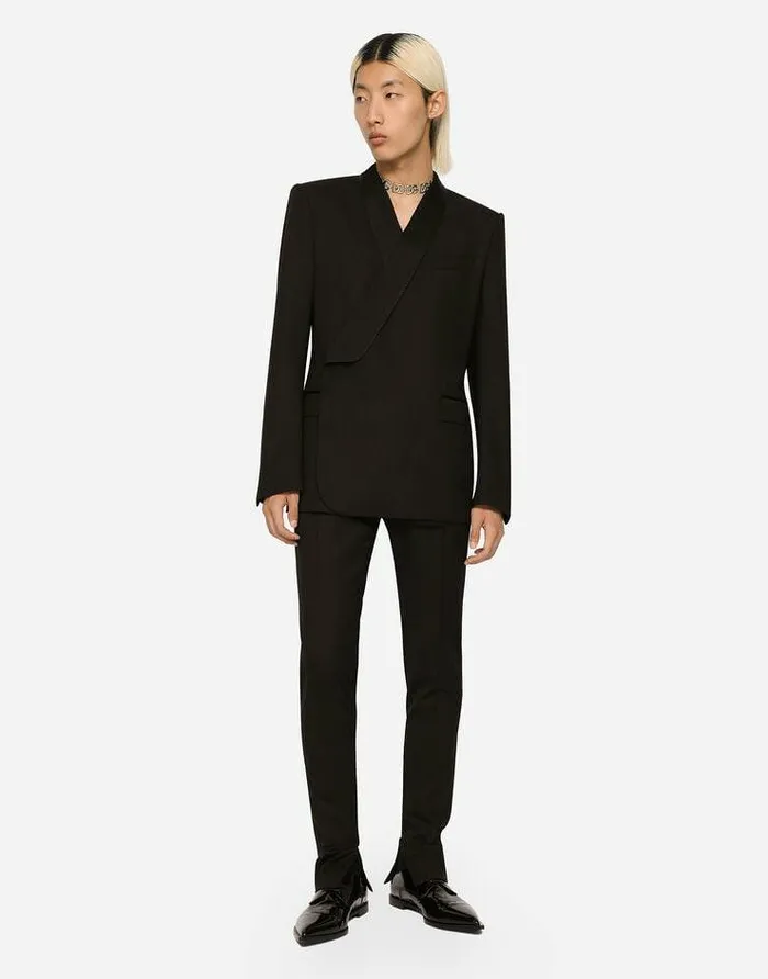 Dolce and Gabbana Suits And Blazers Men Doublebreasted Stretch Wool Siciliafit Jacket Black Dolce and Gabbana Suits And Blazers Men Doublebreasted Stretch Wool Siciliafit Jacket Black