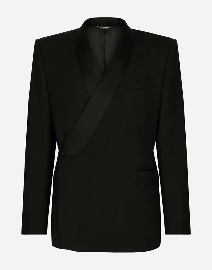 Dolce and Gabbana Suits And Blazers Men Doublebreasted Wool Siciliafit Tuxedo Jacket Black Dolce and Gabbana Suits And Blazers Men Doublebreasted Wool Siciliafit Tuxedo Jacket Black