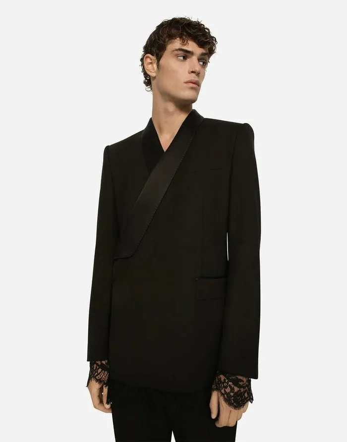 Dolce and Gabbana Suits And Blazers Men Doublebreasted Wool Siciliafit Tuxedo Jacket Black Dolce and Gabbana Suits And Blazers Men Doublebreasted Wool Siciliafit Tuxedo Jacket Black