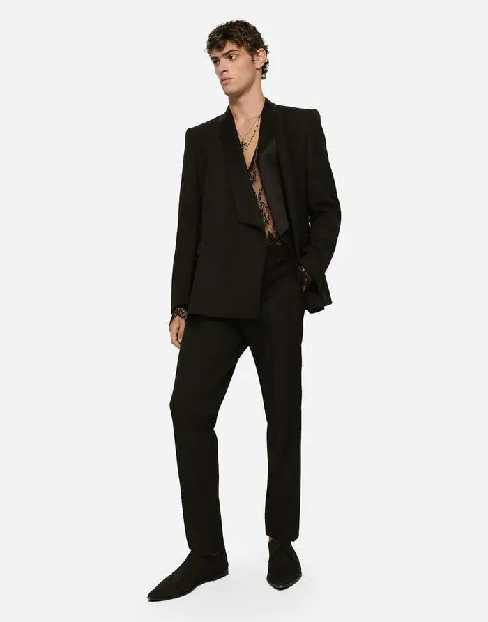 Dolce and Gabbana Suits And Blazers Men Doublebreasted Wool Siciliafit Tuxedo Jacket Black Dolce and Gabbana Suits And Blazers Men Doublebreasted Wool Siciliafit Tuxedo Jacket Black
