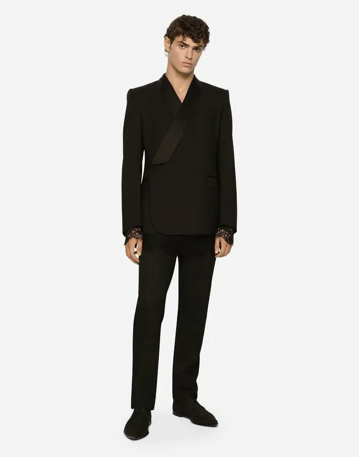 Dolce and Gabbana Suits And Blazers Men Doublebreasted Wool Siciliafit Tuxedo Jacket Black Dolce and Gabbana Suits And Blazers Men Doublebreasted Wool Siciliafit Tuxedo Jacket Black