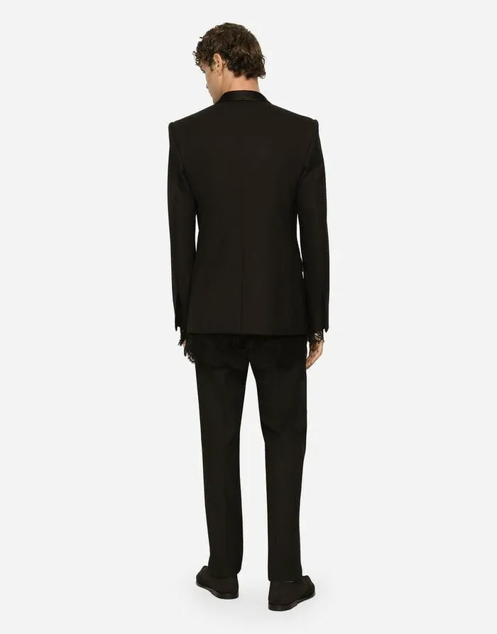 Dolce and Gabbana Suits And Blazers Men Doublebreasted Wool Siciliafit Tuxedo Jacket Black Dolce and Gabbana Suits And Blazers Men Doublebreasted Wool Siciliafit Tuxedo Jacket Black