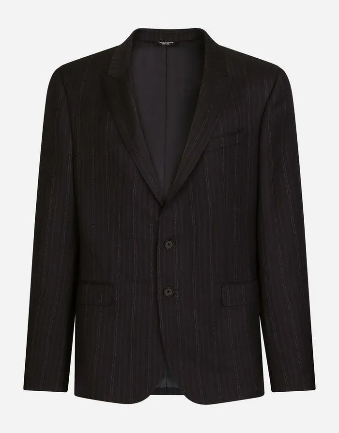 Dolce and Gabbana Suits And Blazers Men Pinstripe Wool Martinifit Jacket Multicolor Dolce and Gabbana Suits And Blazers Men Pinstripe Wool Martinifit Jacket Multicolor