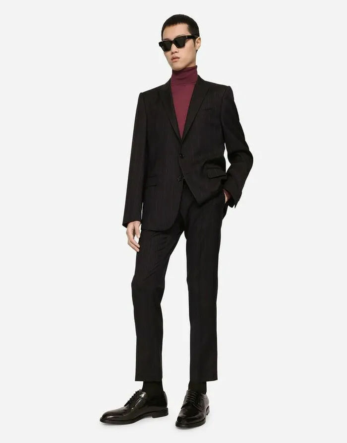 Dolce and Gabbana Suits And Blazers Men Pinstripe Wool Martinifit Jacket Multicolor Dolce and Gabbana Suits And Blazers Men Pinstripe Wool Martinifit Jacket Multicolor