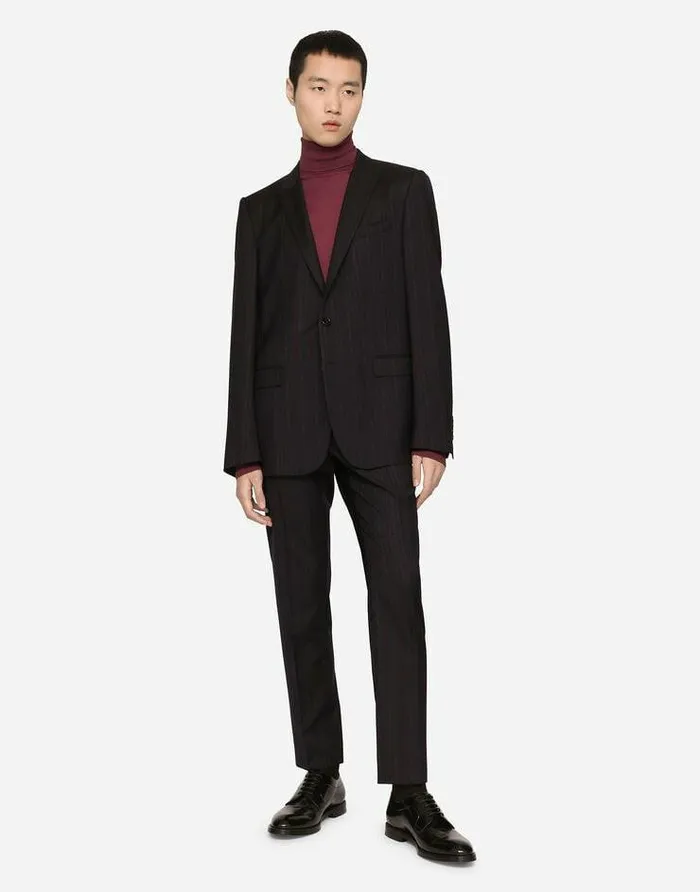 Dolce and Gabbana Suits And Blazers Men Pinstripe Wool Martinifit Jacket Multicolor Dolce and Gabbana Suits And Blazers Men Pinstripe Wool Martinifit Jacket Multicolor