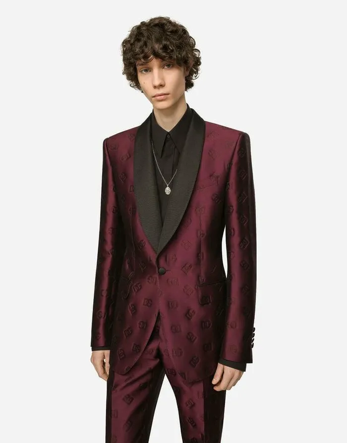 Dolce and Gabbana Suits And Blazers Men Singlebreasted Siciliafit Tuxedo Suit With DG Monogram Purple Dolce and Gabbana Suits And Blazers Men Singlebreasted Siciliafit Tuxedo Suit With DG Monogram Purple