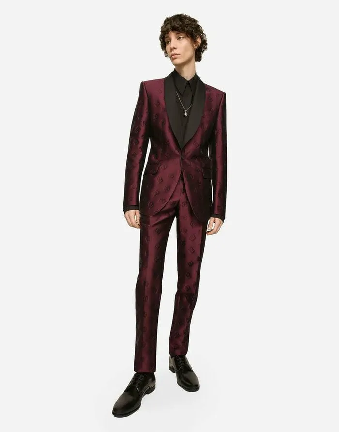 Dolce and Gabbana Suits And Blazers Men Singlebreasted Siciliafit Tuxedo Suit With DG Monogram Purple Dolce and Gabbana Suits And Blazers Men Singlebreasted Siciliafit Tuxedo Suit With DG Monogram Purple