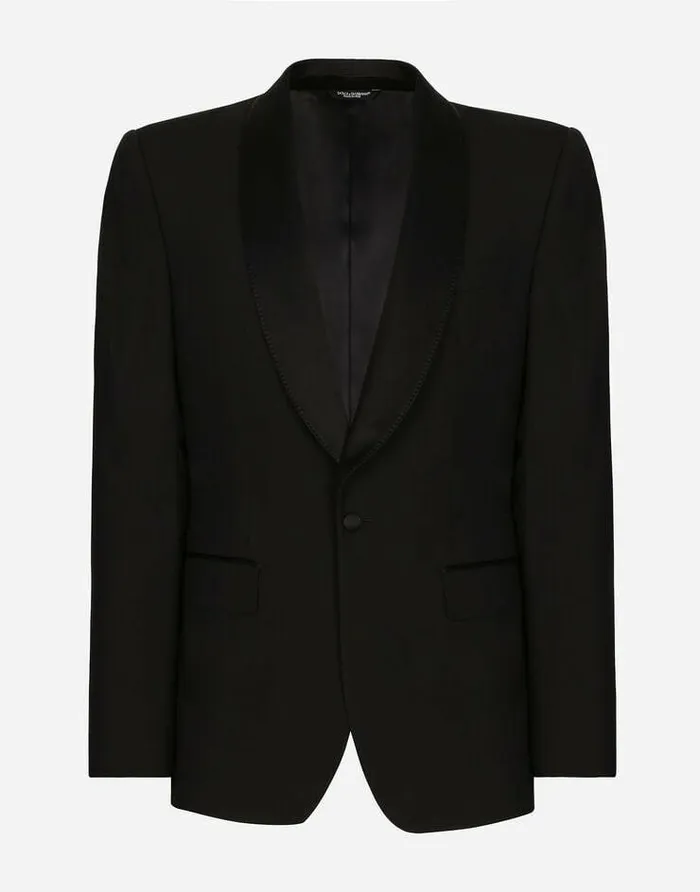 Dolce and Gabbana Suits And Blazers Men Singlebreasted Stretch Wool Siciliafit Tuxedo Jacket Black Dolce and Gabbana Suits And Blazers Men Singlebreasted Stretch Wool Siciliafit Tuxedo Jacket Black