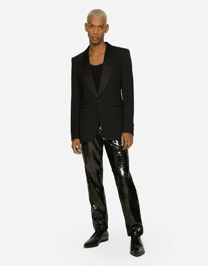 Dolce and Gabbana Suits And Blazers Men Singlebreasted Stretch Wool Siciliafit Tuxedo Jacket Black Dolce and Gabbana Suits And Blazers Men Singlebreasted Stretch Wool Siciliafit Tuxedo Jacket Black