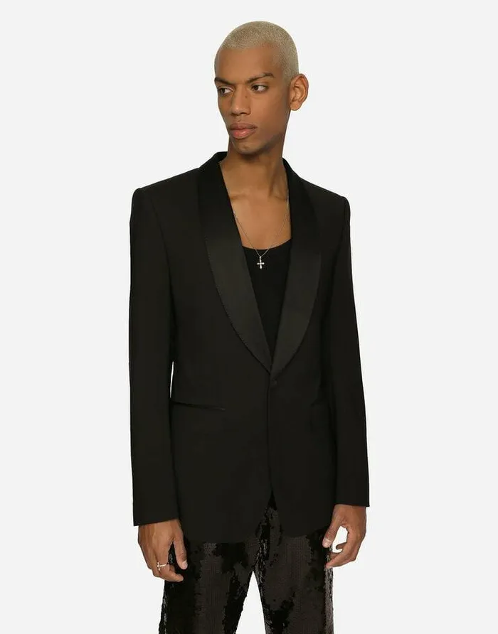 Dolce and Gabbana Suits And Blazers Men Singlebreasted Stretch Wool Siciliafit Tuxedo Jacket Black Dolce and Gabbana Suits And Blazers Men Singlebreasted Stretch Wool Siciliafit Tuxedo Jacket Black