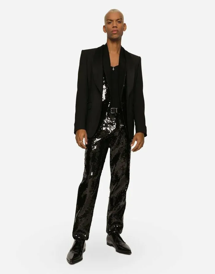 Dolce and Gabbana Suits And Blazers Men Singlebreasted Stretch Wool Siciliafit Tuxedo Jacket Black Dolce and Gabbana Suits And Blazers Men Singlebreasted Stretch Wool Siciliafit Tuxedo Jacket Black