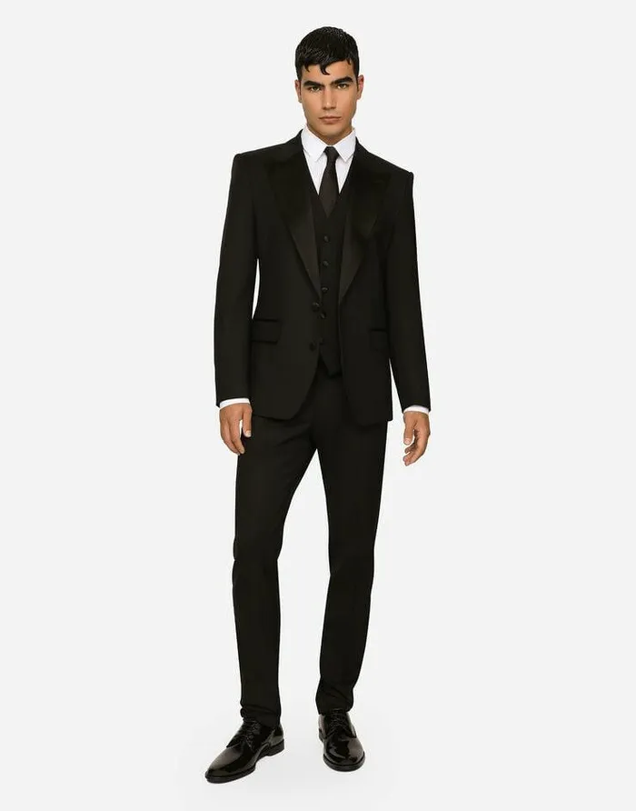Dolce and Gabbana Suits And Blazers Men Threepiece Siciliafit Suit In Stretch Wool Black Dolce and Gabbana Suits And Blazers Men Threepiece Siciliafit Suit In Stretch Wool Black