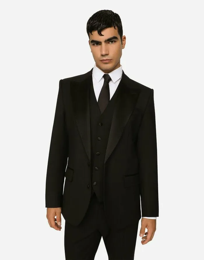 Dolce and Gabbana Suits And Blazers Men Threepiece Siciliafit Suit In Stretch Wool Black Dolce and Gabbana Suits And Blazers Men Threepiece Siciliafit Suit In Stretch Wool Black