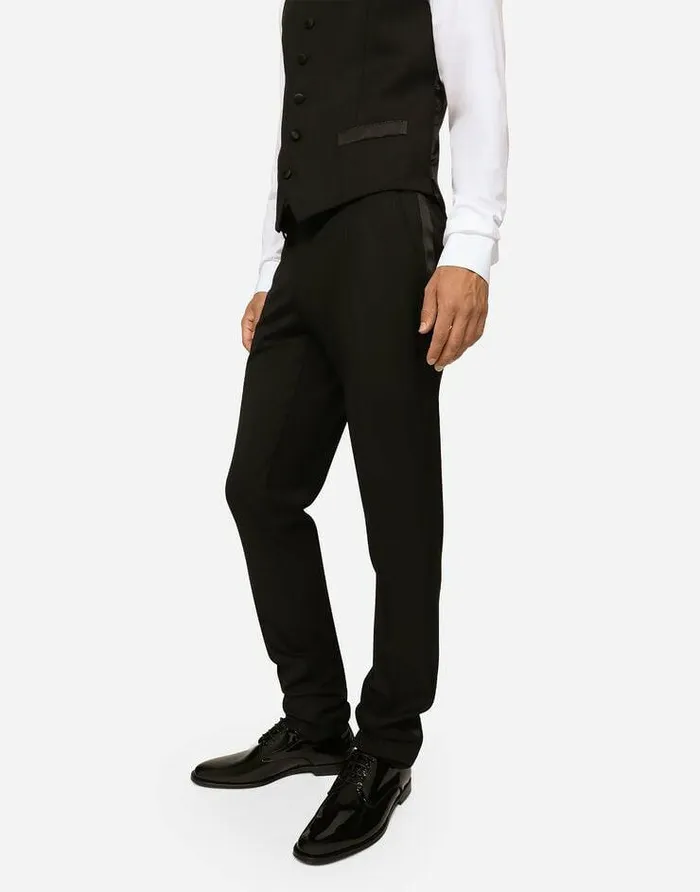 Dolce and Gabbana Suits And Blazers Men Threepiece Siciliafit Suit In Stretch Wool Black Dolce and Gabbana Suits And Blazers Men Threepiece Siciliafit Suit In Stretch Wool Black