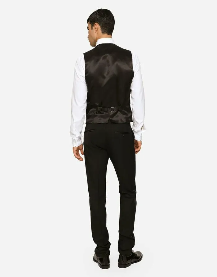 Dolce and Gabbana Suits And Blazers Men Threepiece Siciliafit Suit In Stretch Wool Black Dolce and Gabbana Suits And Blazers Men Threepiece Siciliafit Suit In Stretch Wool Black