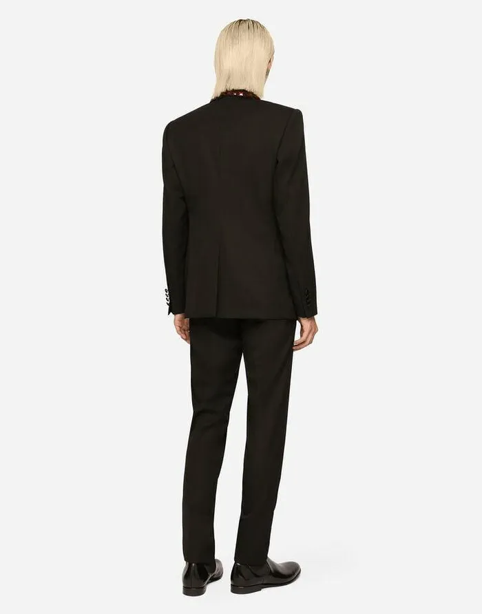 Dolce and Gabbana Suits And Blazers Men Wool Siciliafit Suit With Rhinestones Black Dolce and Gabbana Suits And Blazers Men Wool Siciliafit Suit With Rhinestones Black