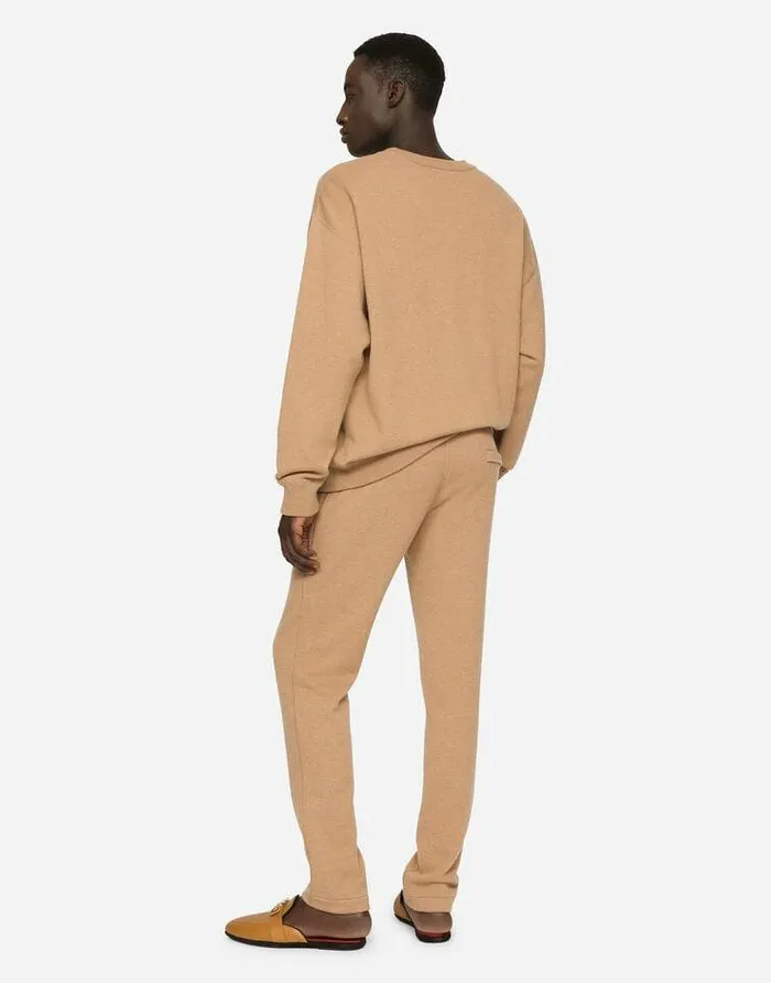 Dolce and Gabbana Sweaters And Cardigans Men Cashmere Roundneck Sweater With DG Logo Beige Dolce and Gabbana Sweaters And Cardigans Men Cashmere Roundneck Sweater With DG Logo Beige