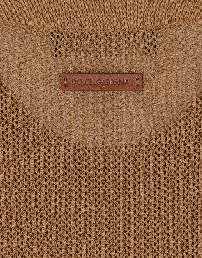 Dolce and Gabbana Sweaters And Cardigans Men Cotton Sweater With Logo Label Beige Dolce and Gabbana Sweaters And Cardigans Men Cotton Sweater With Logo Label Beige
