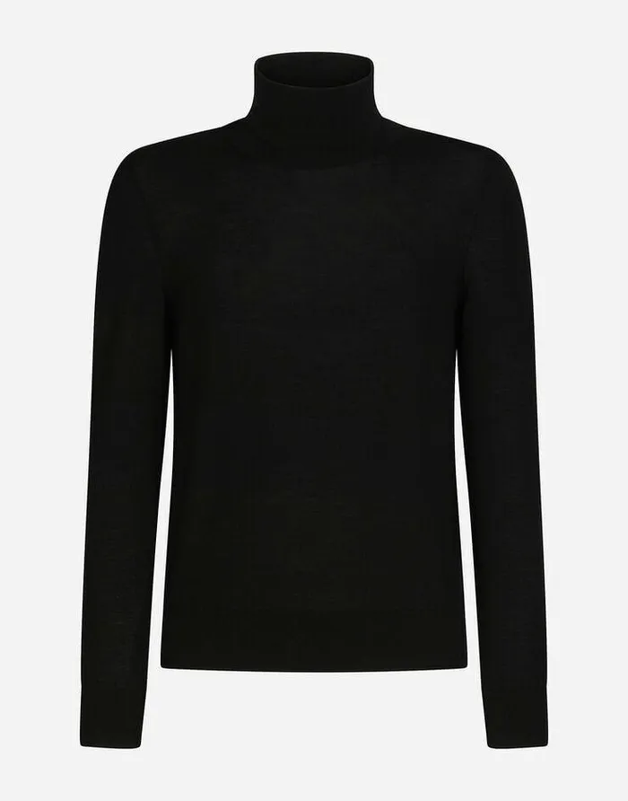 Dolce and Gabbana Sweaters And Cardigans Men Turtleneck Sweater In Virgin Wool Black Dolce and Gabbana Sweaters And Cardigans Men Turtleneck Sweater In Virgin Wool Black