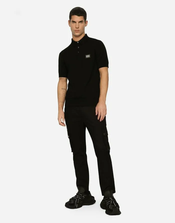 Dolce and Gabbana Sweaters And Cardigans Men Wool Poloshirt With Branded Tag Black Dolce and Gabbana Sweaters And Cardigans Men Wool Poloshirt With Branded Tag Black
