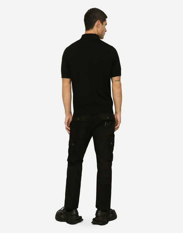 Dolce and Gabbana Sweaters And Cardigans Men Wool Poloshirt With Branded Tag Black Dolce and Gabbana Sweaters And Cardigans Men Wool Poloshirt With Branded Tag Black