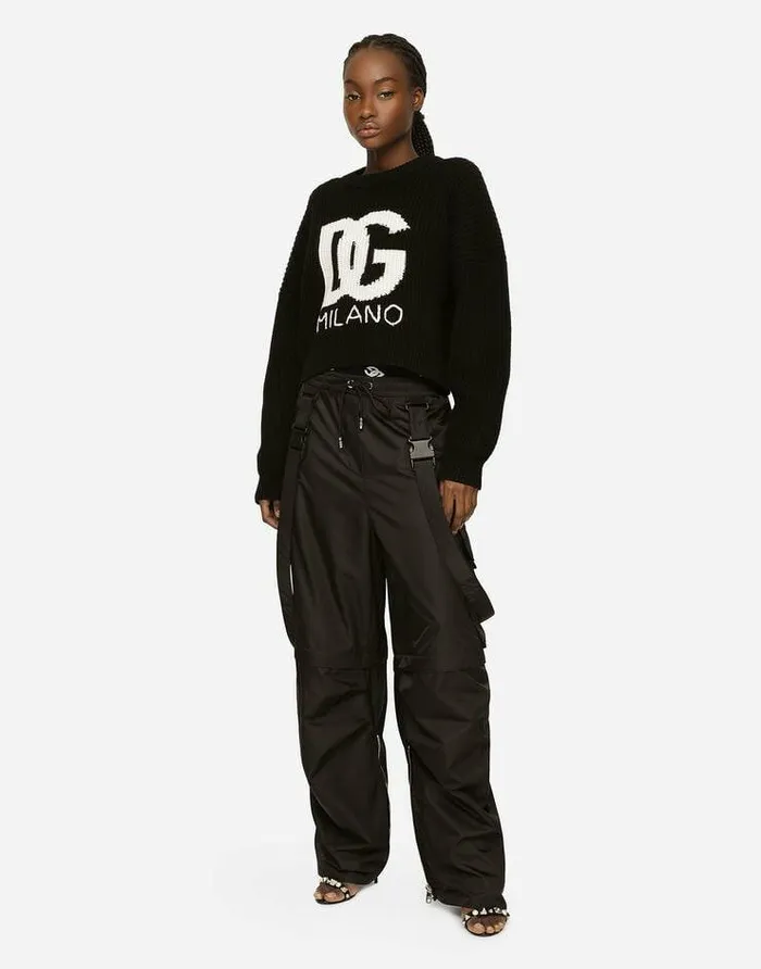Dolce and Gabbana Sweaters And Cardigans Women Cropped Fishermans Rib Sweater With DG Logo Multicolor Dolce and Gabbana Sweaters And Cardigans Women Cropped Fishermans Rib Sweater With DG Logo Multicolor