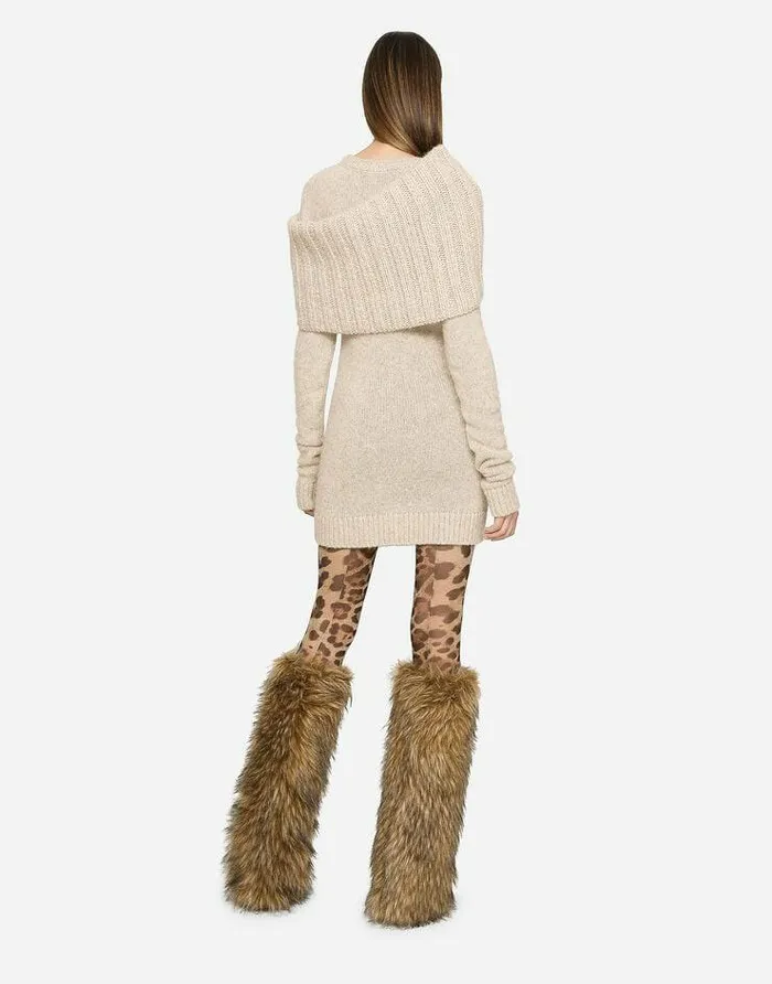 Dolce and Gabbana Sweaters And Cardigans Women Llama Wool Roundneck Dress Beige Dolce and Gabbana Sweaters And Cardigans Women Llama Wool Roundneck Dress Beige