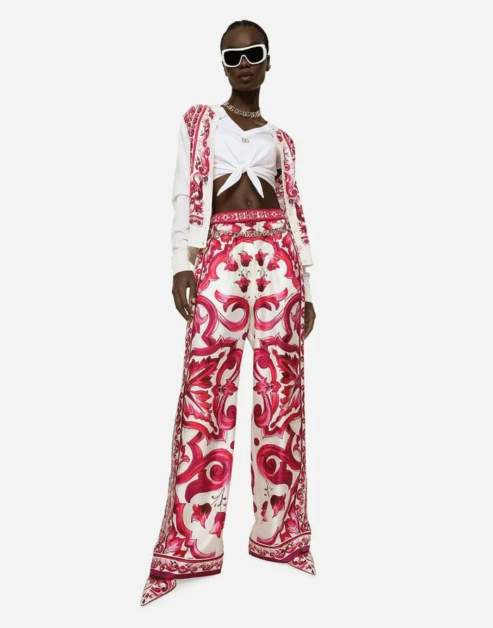 Dolce and Gabbana Sweaters And Cardigans Women Majolicaprint Silk And Twill Cardigan Multicolor Dolce and Gabbana Sweaters And Cardigans Women Majolicaprint Silk And Twill Cardigan Multicolor