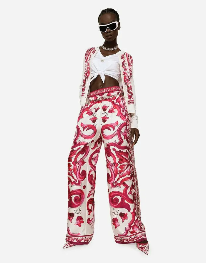 Dolce and Gabbana Sweaters And Cardigans Women Majolicaprint Silk And Twill Cardigan Multicolor Dolce and Gabbana Sweaters And Cardigans Women Majolicaprint Silk And Twill Cardigan Multicolor
