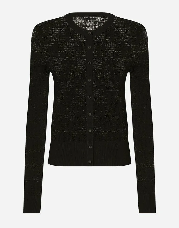 Dolce and Gabbana Sweaters And Cardigans Women Viscose Cardigan With Allover DG Logo Black Dolce and Gabbana Sweaters And Cardigans Women Viscose Cardigan With Allover DG Logo Black