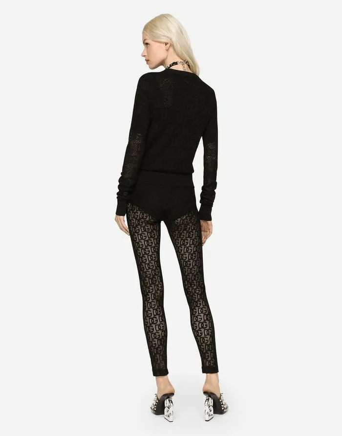 Dolce and Gabbana Sweaters And Cardigans Women Viscose Cardigan With Allover DG Logo Black Dolce and Gabbana Sweaters And Cardigans Women Viscose Cardigan With Allover DG Logo Black