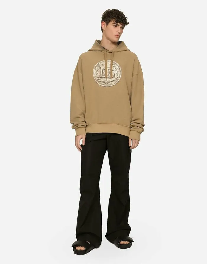 Dolce and Gabbana Sweatshirts Men Coin Print Insideout Jersey Hoodie Beige Dolce and Gabbana Sweatshirts Men Coin Print Insideout Jersey Hoodie Beige