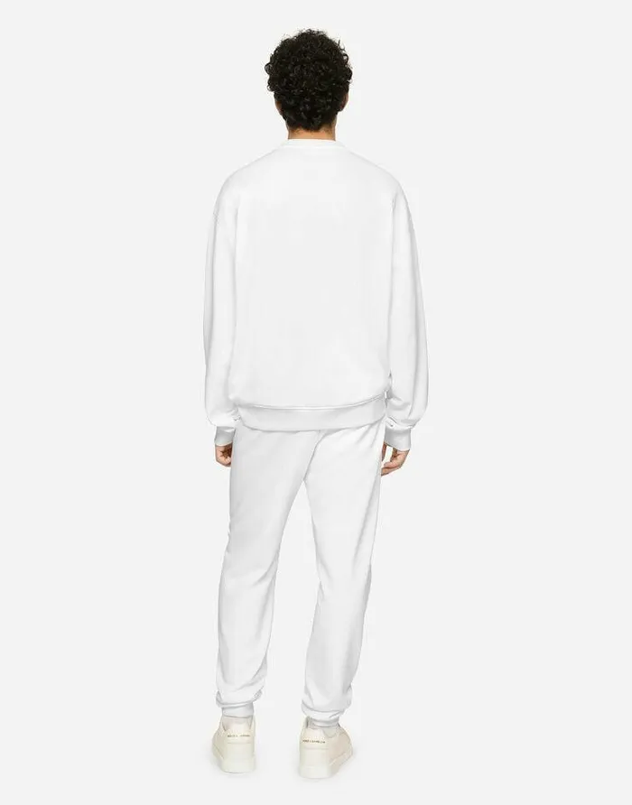 Dolce and Gabbana Sweatshirts Men Jersey Sweatshirt With DG Logo Print White Dolce and Gabbana Sweatshirts Men Jersey Sweatshirt With DG Logo Print White