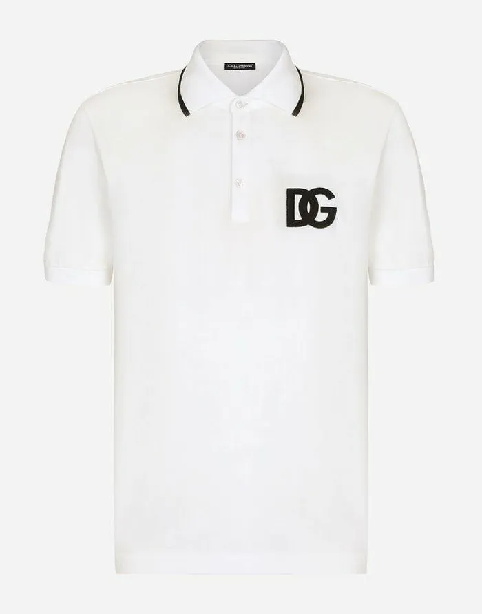 Dolce and Gabbana TShirts And Polos Men Cotton Piqu Poloshirt With DG Embroidery White Dolce and Gabbana TShirts And Polos Men Cotton Piqu Poloshirt With DG Embroidery White