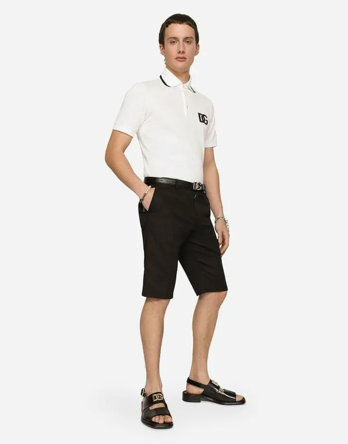 Dolce and Gabbana TShirts And Polos Men Cotton Piqu Poloshirt With DG Embroidery White Dolce and Gabbana TShirts And Polos Men Cotton Piqu Poloshirt With DG Embroidery White