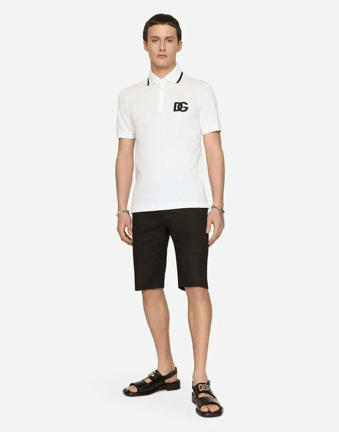 Dolce and Gabbana TShirts And Polos Men Cotton Piqu Poloshirt With DG Embroidery White Dolce and Gabbana TShirts And Polos Men Cotton Piqu Poloshirt With DG Embroidery White