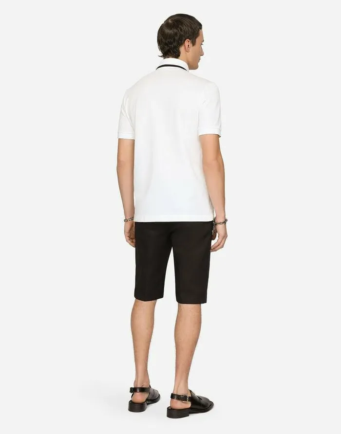 Dolce and Gabbana TShirts And Polos Men Cotton Piqu Poloshirt With DG Embroidery White Dolce and Gabbana TShirts And Polos Men Cotton Piqu Poloshirt With DG Embroidery White